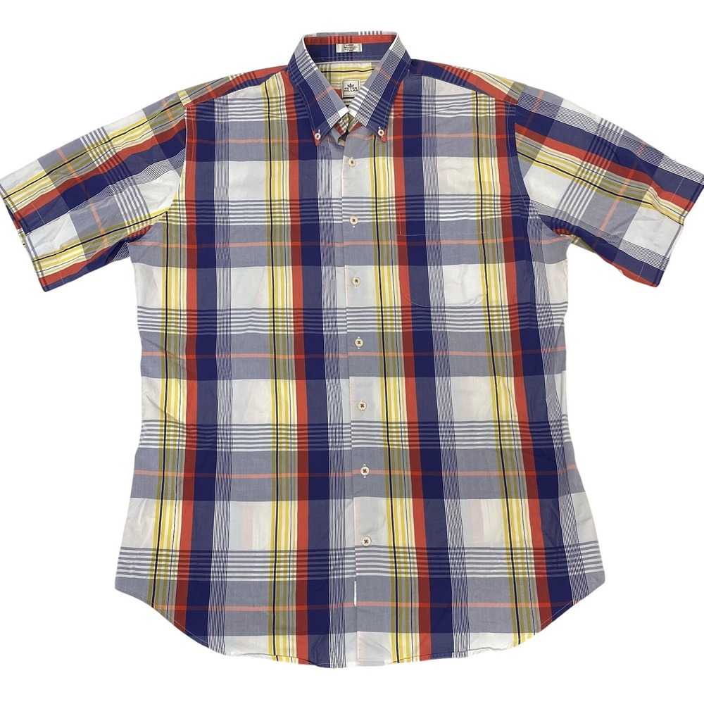 Peter Millar Shirt Mens Large‎ Plaid Button Down Cotton Short Sleeve